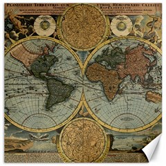 Vintage World Map Travel Geography Canvas 16  X 16  by Pakjumat