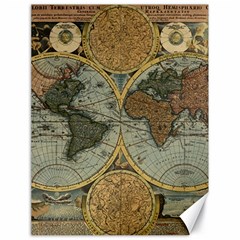 Vintage World Map Travel Geography Canvas 18  X 24  by Pakjumat