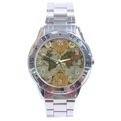 Vintage World Map Travel Geography Stainless Steel Analogue Watch by Pakjumat