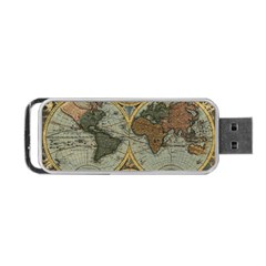 Vintage World Map Travel Geography Portable Usb Flash (two Sides) by Pakjumat