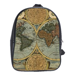 Vintage World Map Travel Geography School Bag (xl) by Pakjumat