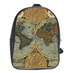 Vintage World Map Travel Geography School Bag (XL) Front