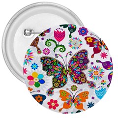 Butterflies Abstract Colorful Floral Flowers Vector 3  Buttons