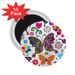 Butterflies Abstract Colorful Floral Flowers Vector 2 25  Magnets (10 Pack)  by Pakjumat