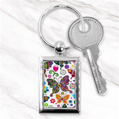 Butterflies Abstract Colorful Floral Flowers Vector Key Chain (rectangle) by Pakjumat