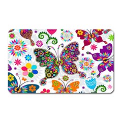 Butterflies Abstract Colorful Floral Flowers Vector Magnet (rectangular) by Pakjumat