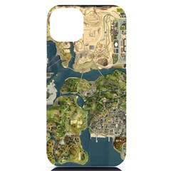 Map Illustration Gta Iphone 14 Plus Black Uv Print Case by Pakjumat