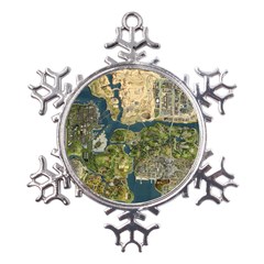 Map Illustration Gta Metal Large Snowflake Ornament