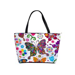 Butterflies Abstract Colorful Floral Flowers Vector Classic Shoulder Handbag by Pakjumat