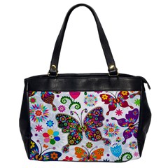 Butterflies Abstract Colorful Floral Flowers Vector Oversize Office Handbag by Pakjumat