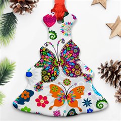 Butterflies Abstract Colorful Floral Flowers Vector Ornament (christmas Tree)  by Pakjumat