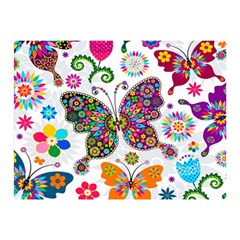 Butterflies Abstract Colorful Floral Flowers Vector Two Sides Premium Plush Fleece Blanket (mini) by Pakjumat