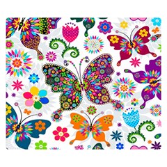 Butterflies Abstract Colorful Floral Flowers Vector Two Sides Premium Plush Fleece Blanket (small) by Pakjumat