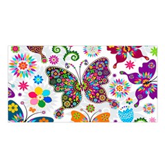 Butterflies Abstract Colorful Floral Flowers Vector Satin Shawl 45  X 80  by Pakjumat