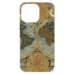 Vintage World Map Travel Geography Iphone 14 Pro Max Black Uv Print Case by Pakjumat