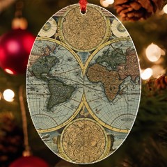 Vintage World Map Travel Geography Uv Print Acrylic Ornament Oval