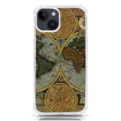 Vintage World Map Travel Geography Iphone 14 Tpu Uv Print Case by Pakjumat