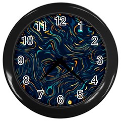 Colorful Abstract Pattern Creative Colorful Line Linear Background Wall Clock (black) by Pakjumat