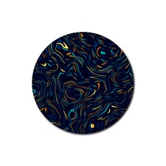 Colorful Abstract Pattern Creative Colorful Line Linear Background Rubber Round Coaster (4 Pack) by Pakjumat