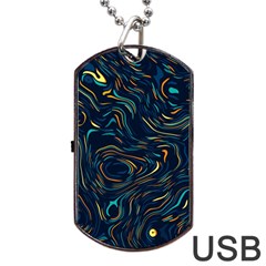 Colorful Abstract Pattern Creative Colorful Line Linear Background Dog Tag Usb Flash (two Sides) by Pakjumat