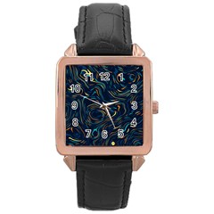 Colorful Abstract Pattern Creative Colorful Line Linear Background Rose Gold Leather Watch  by Pakjumat