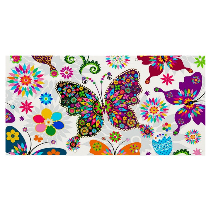 Butterflies Abstract Colorful Floral Flowers Vector Banner and Sign 8  x 4 