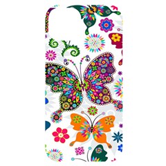 Butterflies Abstract Colorful Floral Flowers Vector Iphone 14 Plus Black Uv Print Case by Pakjumat