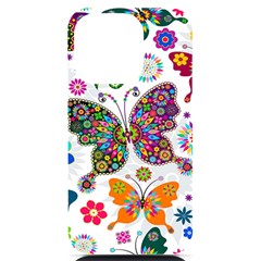 Butterflies Abstract Colorful Floral Flowers Vector Iphone 14 Pro Black Uv Print Case by Pakjumat