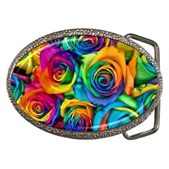 Colorful Roses Bouquet Rainbow Belt Buckles by Pakjumat