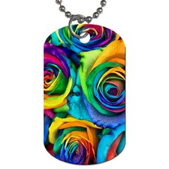 Colorful Roses Bouquet Rainbow Dog Tag (one Side) by Pakjumat