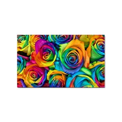 Colorful Roses Bouquet Rainbow Sticker Rectangular (100 Pack) by Pakjumat