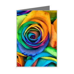 Colorful Roses Bouquet Rainbow Mini Greeting Card by Pakjumat