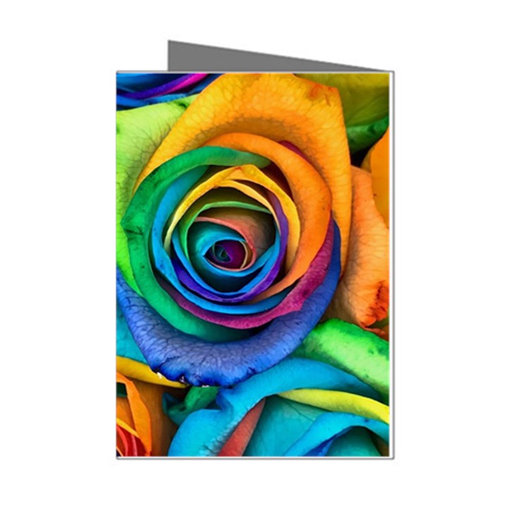 Colorful Roses Bouquet Rainbow Mini Greeting Cards (Pkg of 8)