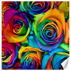 Colorful Roses Bouquet Rainbow Canvas 16  X 16  by Pakjumat