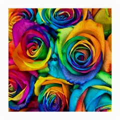 Colorful Roses Bouquet Rainbow Medium Glasses Cloth by Pakjumat