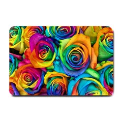 Colorful Roses Bouquet Rainbow Small Doormat by Pakjumat