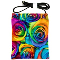 Colorful Roses Bouquet Rainbow Shoulder Sling Bag by Pakjumat