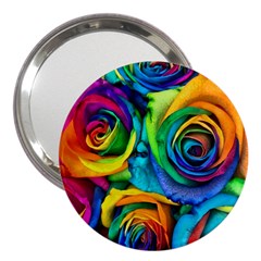 Colorful Roses Bouquet Rainbow 3  Handbag Mirrors by Pakjumat