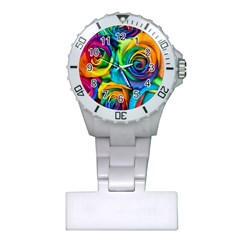 Colorful Roses Bouquet Rainbow Plastic Nurses Watch by Pakjumat