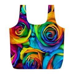 Colorful Roses Bouquet Rainbow Full Print Recycle Bag (l) by Pakjumat