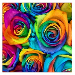 Colorful Roses Bouquet Rainbow Square Satin Scarf (36  X 36 ) by Pakjumat