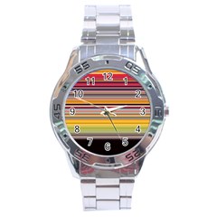 Neopolitan Horizontal Lines Strokes Stainless Steel Analogue Watch by Pakjumat