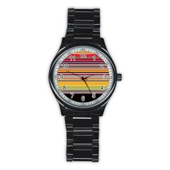 Neopolitan Horizontal Lines Strokes Stainless Steel Round Watch by Pakjumat