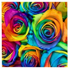 Colorful Roses Bouquet Rainbow Wooden Puzzle Square by Pakjumat