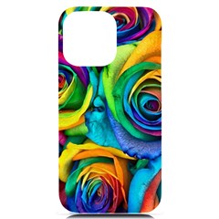 Colorful Roses Bouquet Rainbow Iphone 14 Pro Max Black Uv Print Case by Pakjumat