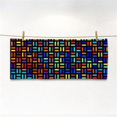 Geometric Colorful Square Rectangle Hand Towel by Pakjumat