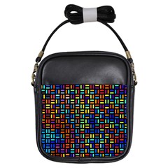 Geometric Colorful Square Rectangle Girls Sling Bag by Pakjumat