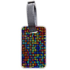 Geometric Colorful Square Rectangle Luggage Tag (two Sides) by Pakjumat