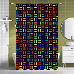 Geometric Colorful Square Rectangle Shower Curtain 48  X 72  (small)  by Pakjumat