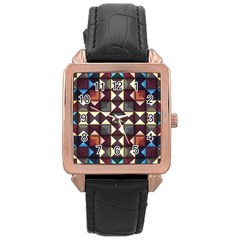 Symmetry Geometric Pattern Texture Rose Gold Leather Watch  by Pakjumat